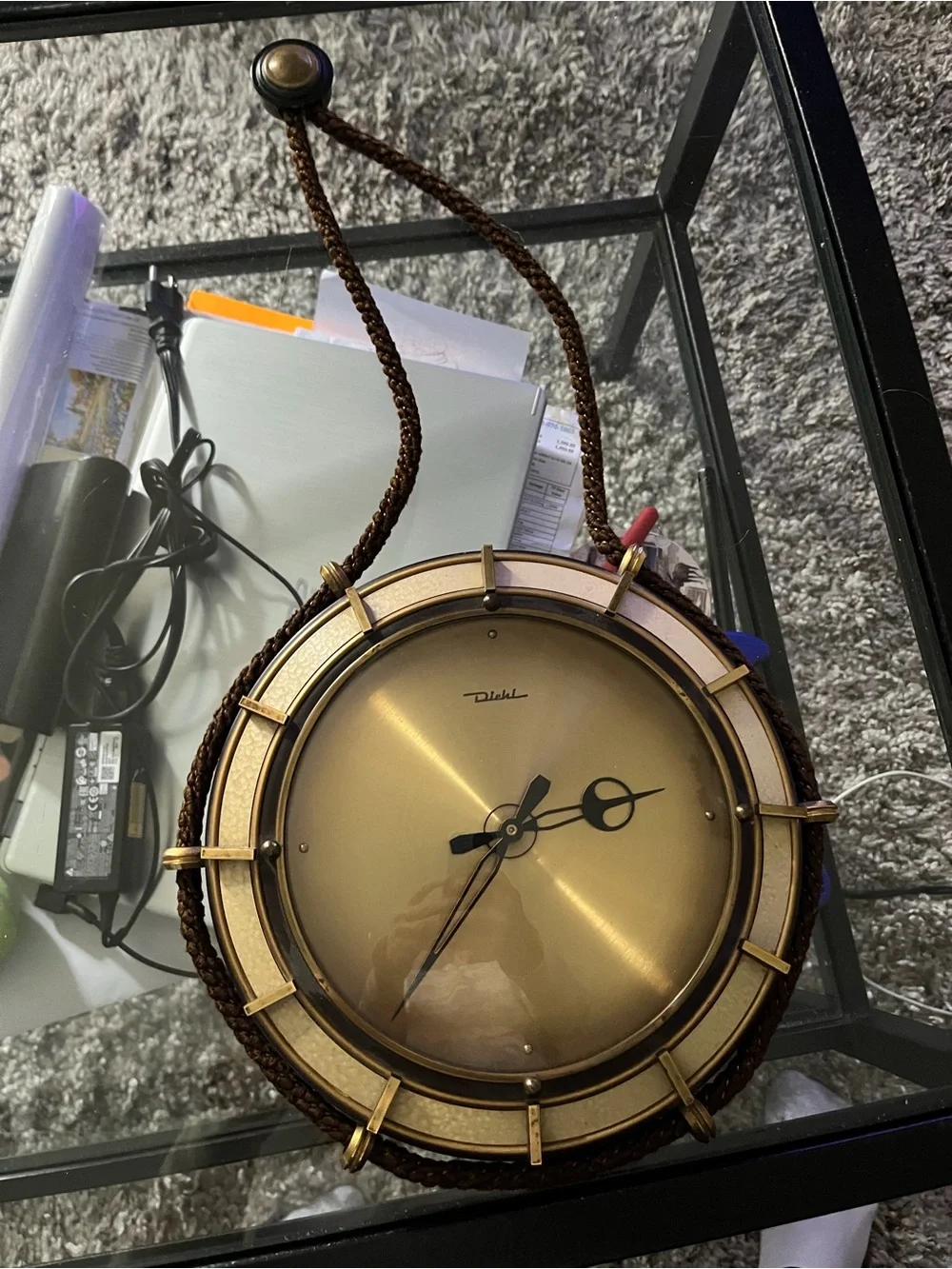 Vintage Mid-Century German Diehl Rope Wall Clock — Project/Decor